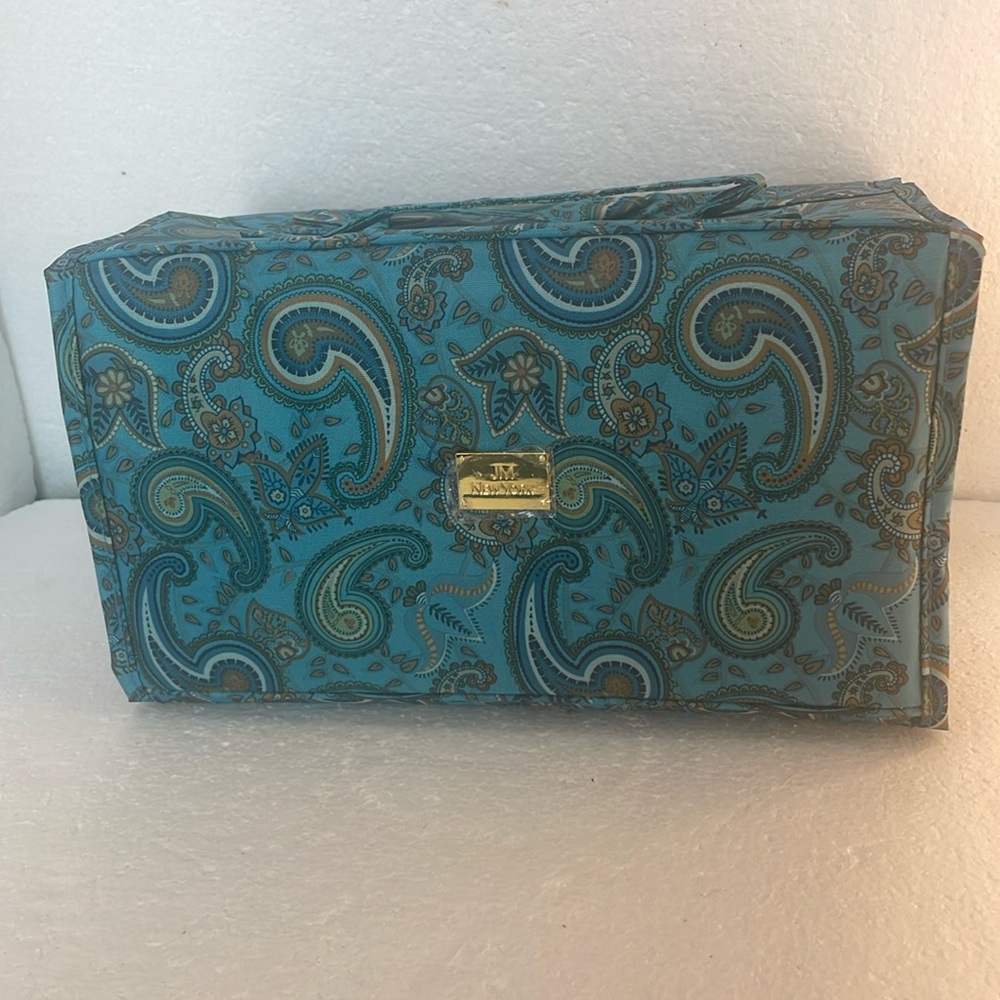Joy Mangano better beauty cosmetic roll up bag makeup case organizer Paisley